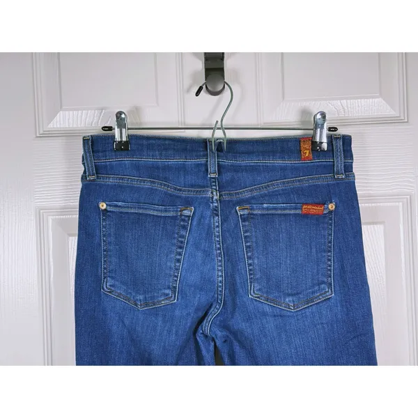 7 For All Mankind The Ankle Skinny Jeans Size 28 Blue Raw Hem Casual Edgy Staple - Image 6