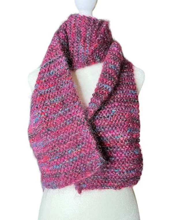 Hand made knitted mohair blend scarf - Image 3