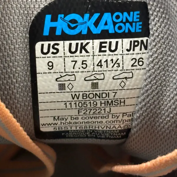 Hoka One One Bondi 7 Running Shoes Women 9 Grey Orange Cushioned 1110519 HMSH - Image 10
