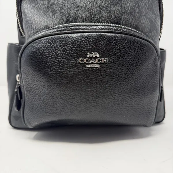 Coach Court Signature Canvas Pebble Leather Backpack Black Women One Size - Image 13