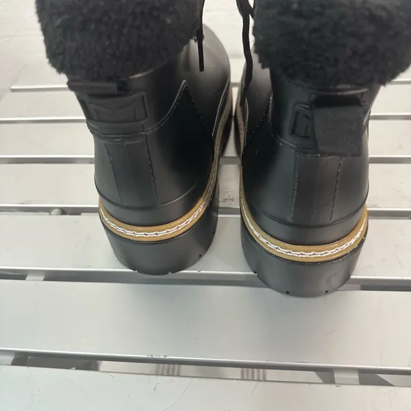 Marc Fisher Black Lined Rubber Fairly Waterproof Winter Lace Up Boots SZ… - Image 7