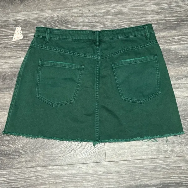 Free People We the Free Zip It Up Mini Jean Skirt Green Cotton size 31‎ *251 - Image 7