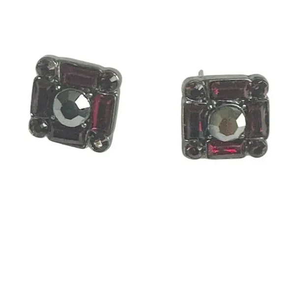 White House Black Market Red Baguette Stud Earrings - Image 4
