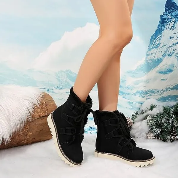 NWT ~ Black Faux Suede Fur Lined Lace Up Snow Boots ~ Women's Size 40 (9-9.5) - Image 3