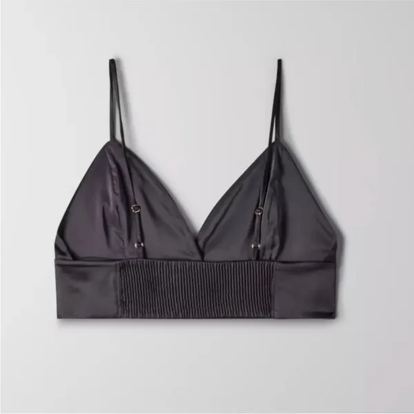 BABATON x ARITZIA SATIN BLACK GOTH ADJUSTABLE STRAP BRA TOP XXS - Image 3