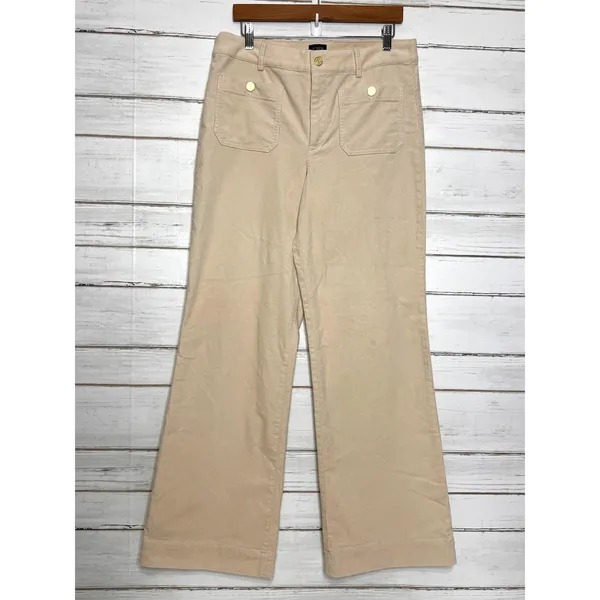 J.Crew Lizzie Pant Size 30 Beige Wide Leg Utility Pants Cotton Stretch - Image 2