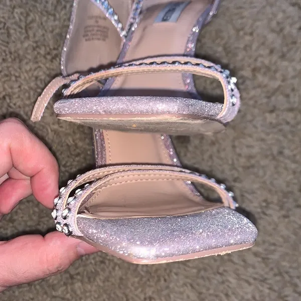 Steve Madden Collette Blush Glitter Rhinestone Strappy Stiletto Size 7 - Image 12
