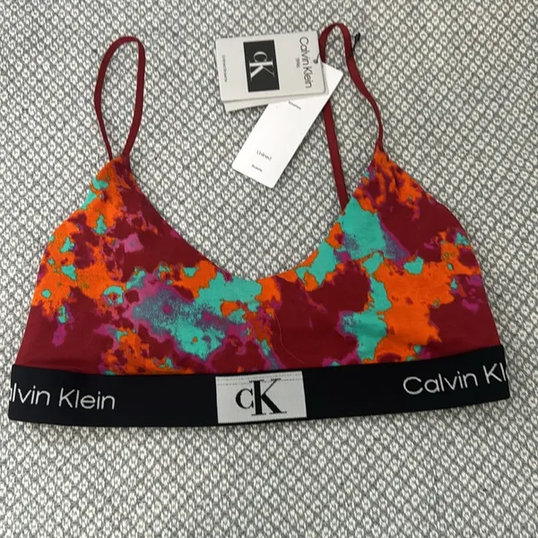 Calvin Klein Multi Colored Marble Print Bralette - Image 2