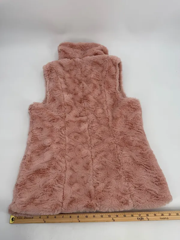 Marc New York Vest Women’s M Pink Faux Fur Zip Andrew Marc Plush Layering READ - Image 12