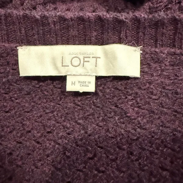 Ann Taylor Loft Women’s Purple Knit Sweater Size M - Image 4