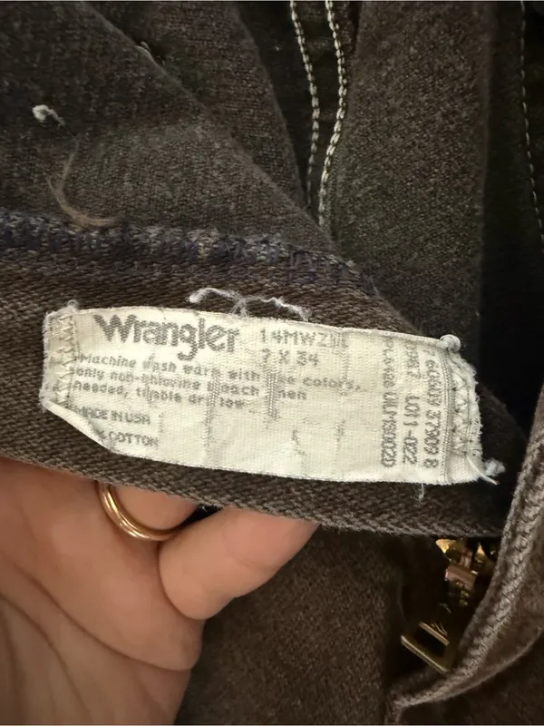 Vintage Wrangler 14MWZ Brown High Rise Jeans Women 7x34 Made USA - Image 4