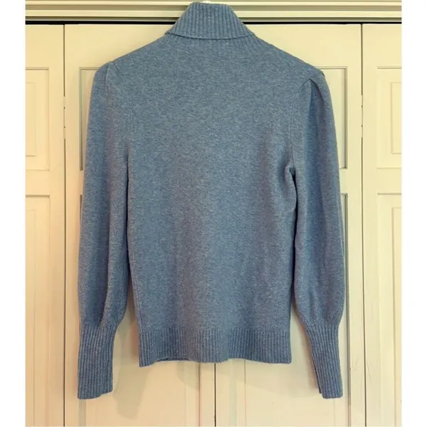 J.crew blue wool blend puff sleeve sweater small - Image 9