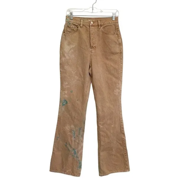 PacSun‎ High Rise Bootcut Jeans Tan Brown Teal Tie Dye Button Fly Womens 27 - Image 10