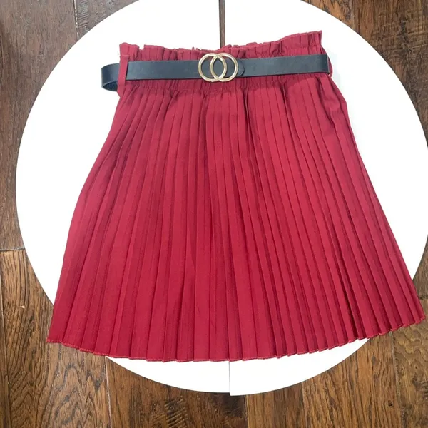 Mulvari Paper Bag Waist Belted Pleated Skirt - Image 2
