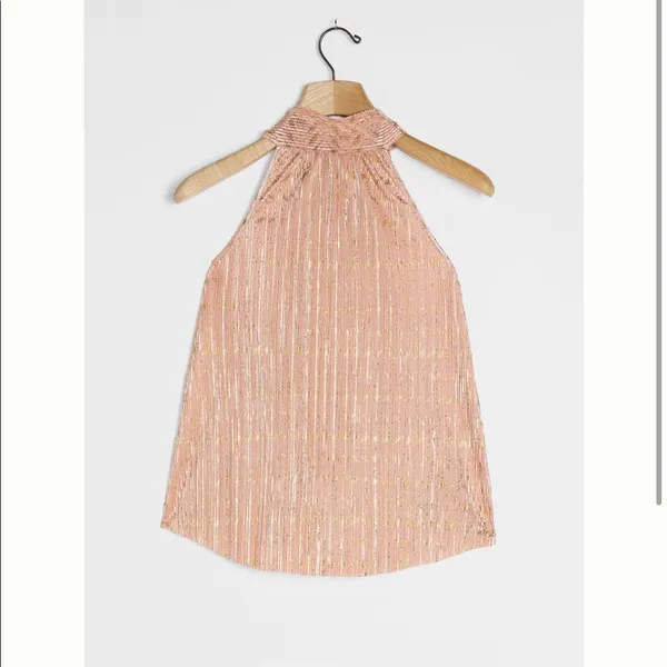 Anthropologie Vickie Halter Top Peach and Metallic Gold NEW - Image 11