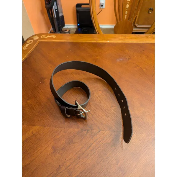 Levi's Signature Brown Leather Belt Silver Buckle Size 34/85 - Image 10