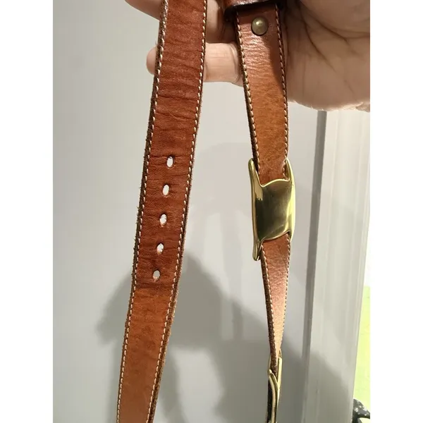 Vtg DKNY‎ Belt Womens Tan Leather Gold Tone Concho Southwest Cowboy 90s 34" M/L - Image 6