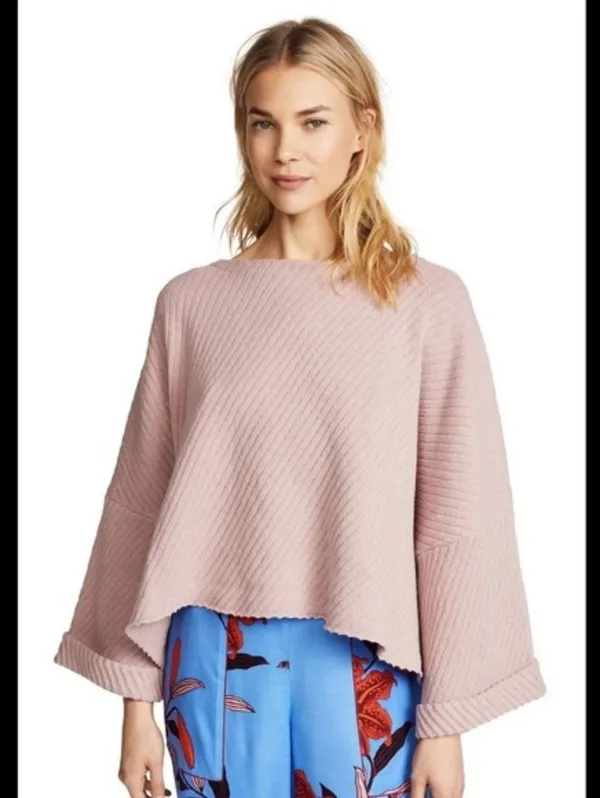 Free People "I Can't Wait" sweater Cropped Oversized Sweater Pink L - Image 2
