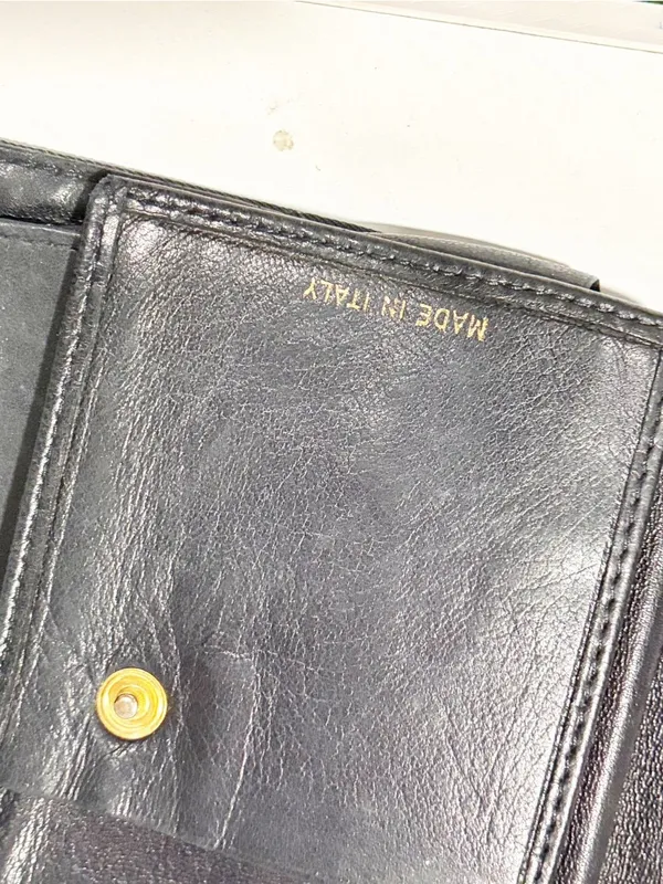 PRADA BLACK Quilted NYLON & Leather WALLET Snap Closure Made in Italy - Image 5