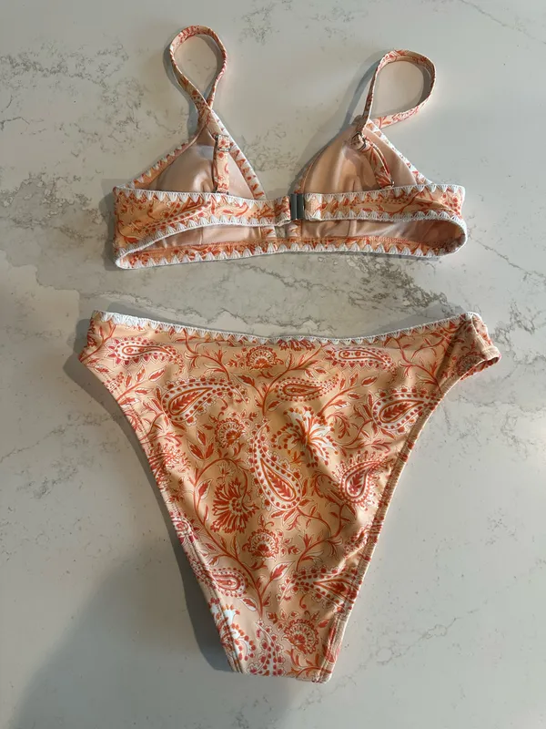 Cupshe Mandarins Paisley Bralette Cheeky Hipster Bikini Set - Image 2