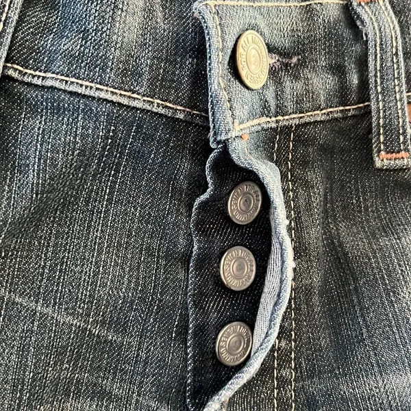 7 for all of Mankind Distressed and Frayed Boycut Button Fly Jeans- Size 27 - Image 16