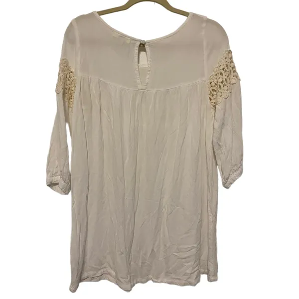 Kori American White and Cream 3/4 Sleeve Boho Blouse Size Small - Image 5