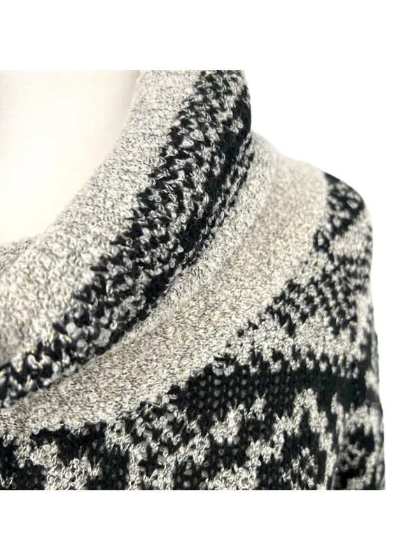 Maurices Nordic Pattern Cowl Neck Sweater Metallic Gray Black Size Medium NWT - Image 3