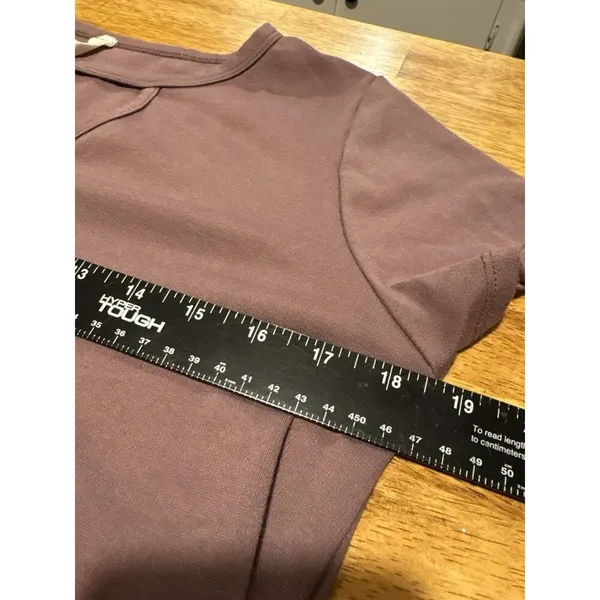 T-Shirt Dress Mauve Keyhole Neck Scallop Hem Casual‎ Preppy Normcore Weekend M - Image 6