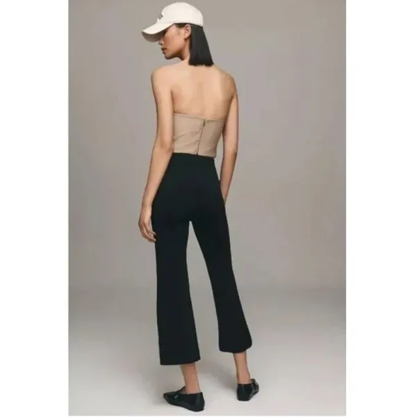 Anthropologie Maeve The Margot Kick-Flare Cropped Pants Black Size M - Image 3