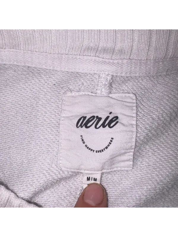 Aerie Womans Medium White Crewneck Long Sleeve Sweatshirt Cotton Polyester Blend - Image 4