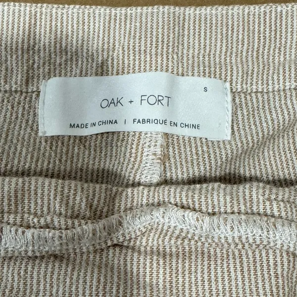 Oak‎ + Fort Lagenlook Neutral Relaxed Fit Wide Leg Striped Jumpsuit Overalls Sm - Image 9