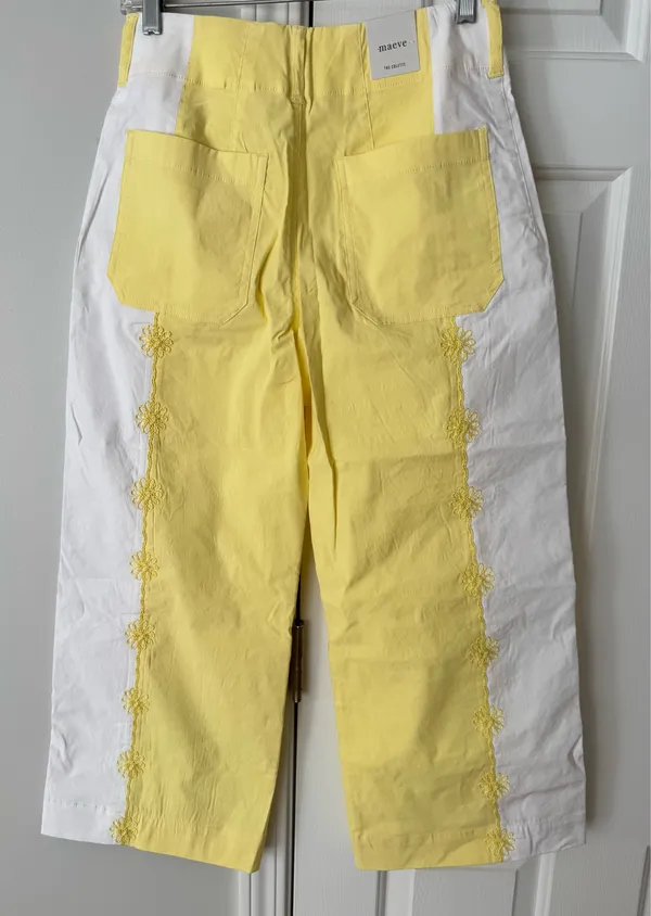 Anthropologie Maeve The Colette Embroidered Crop Wide-Leg Pants, Size 28P - Image 12