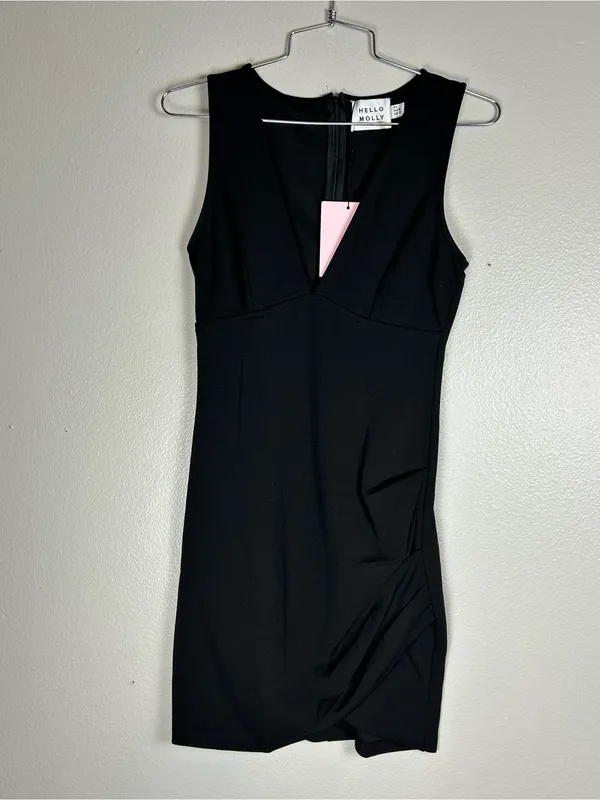Hello Molly Delicate Encounters Black V-Neck Midi Bodycon Dress Size 2 - Image 4