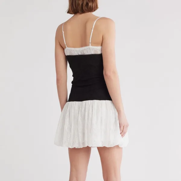 Lush Two Tone Lace Bubble Hem Minidress - Image 2