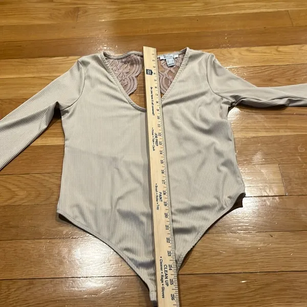 Revamped tan lace one piece body suit size medium. - Image 4