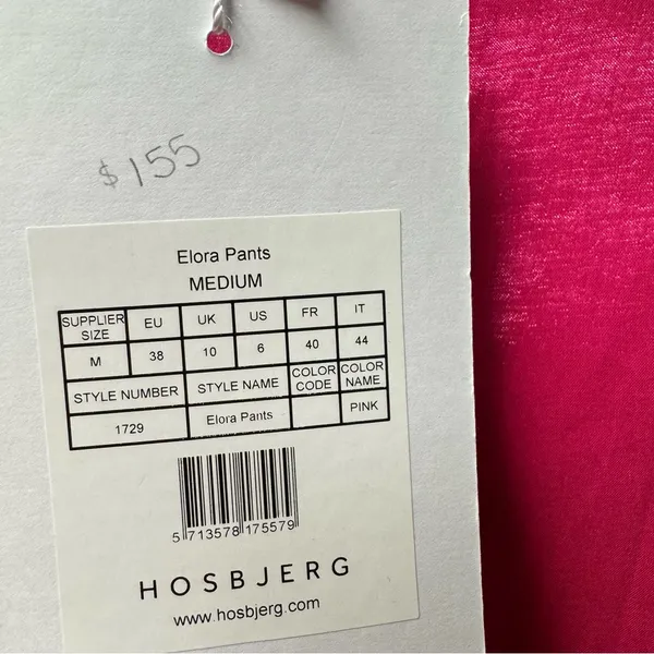 Hosbjerg Elora High Waist Pink Flare Pants Slit Hems Hot Pink Medium M NWT NEW - Image 5