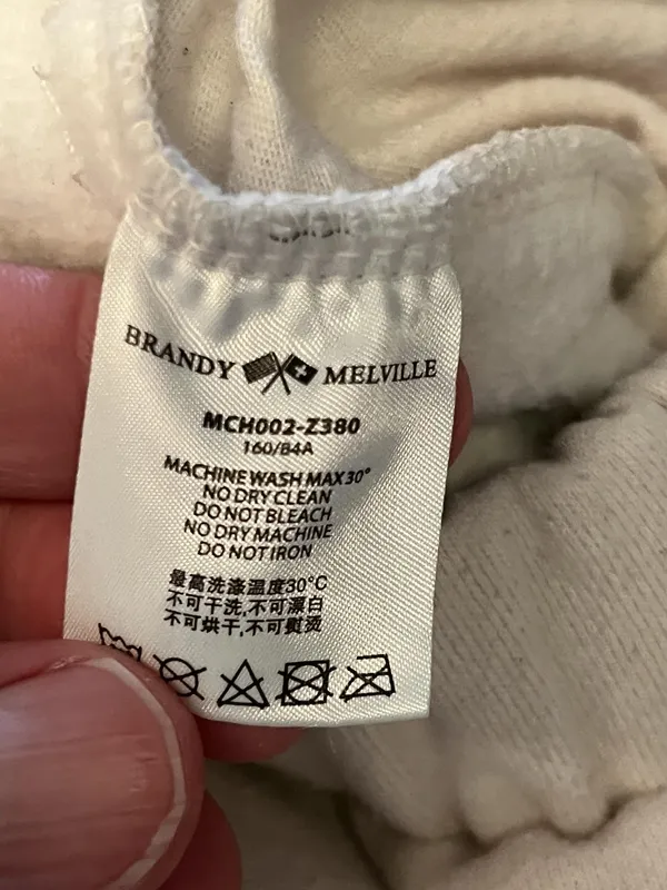 Brandy Melville Sweatpants Womens 160/84A White Fleece Jogger Elastic Waist - Image 9