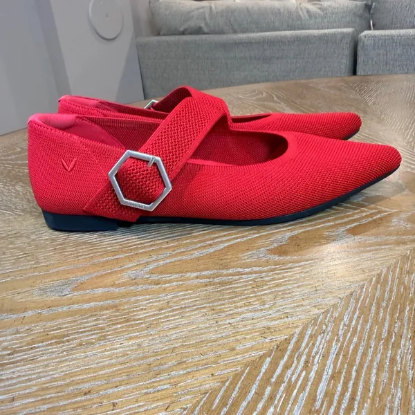 Vivaia NEW Maria Pointed Toe‎ Mary Jane Flats Red Size 41 US 9.5 - Image 4