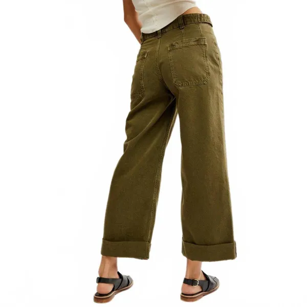We The Free Palmer Wide Leg Jeans Free People Green NWT Size 28 - Image 3