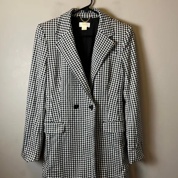 Maeve Longline Check Blazer‎ Size XS Black Plaid Gingham Classic Office - Image 2