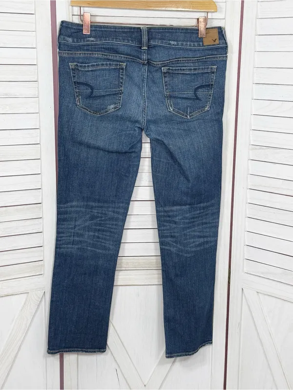 American Eagle Artist Low Rise Crop Stretch Jeans‎ Blue 6 Retro Capri Y2K - Image 3