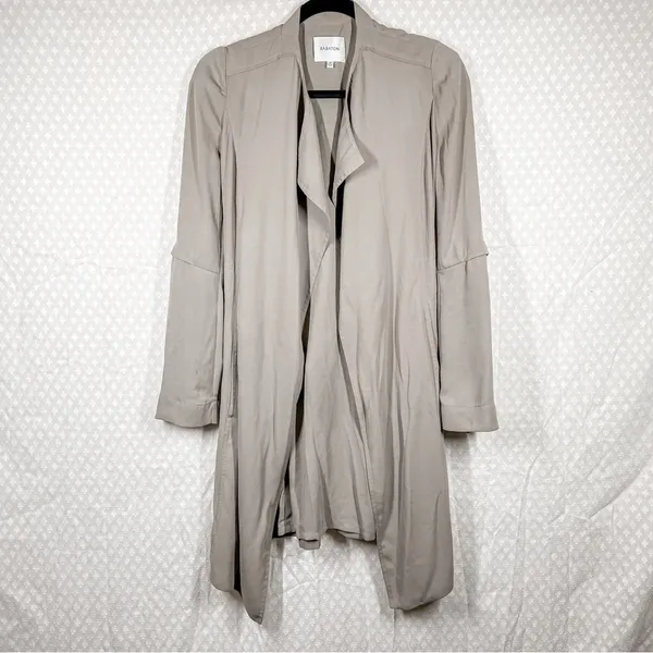 Aritzia Babaton Taupe Light Academia Flowy Quincy‎ Tie Waist Lightweight Jacket - Image 3