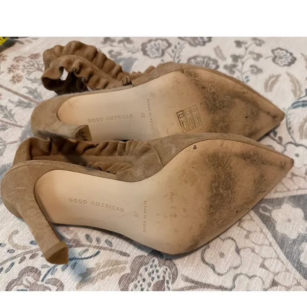 Good American The Show Off Slingback Pump Heel GA029S-E Suede Nude Size 8 - Image 7