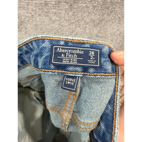 Abercrombie Women Jeans 26 Blue Curve Love High Rise Mom Jean Distressed Cotton - Image 5