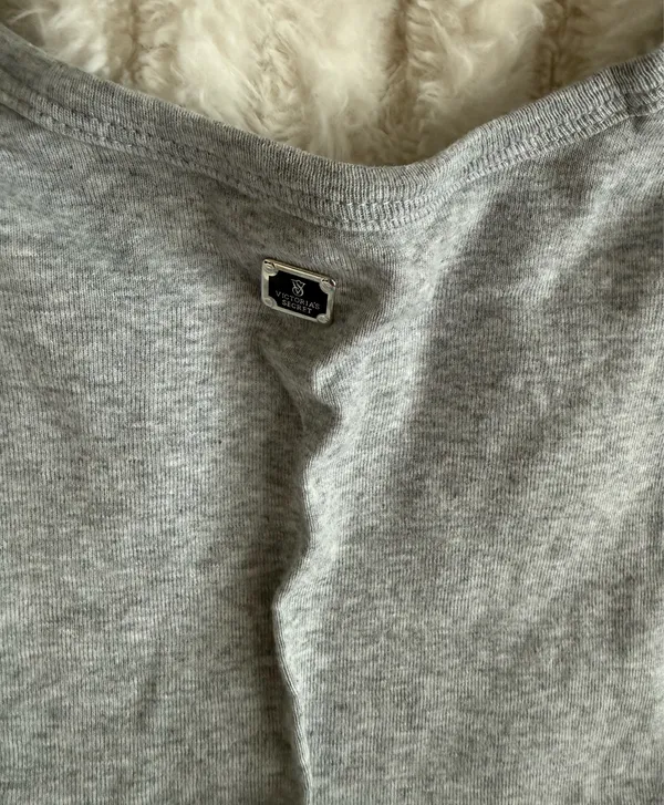 Victoria's Secret Gray Ribbed Crop Tank and Short Set - Image 5