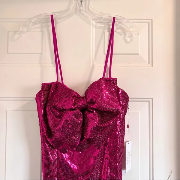 Torn by RONNY KOBO Lindsay Sequin Bow Mini Dress, Color Tulip Pink, Size M, NWT - Image 14