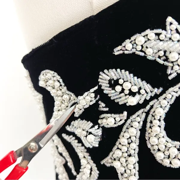 Vintage Y2K Beaded Embellishment Strapless Gown in Black | Size 4 - Image 8