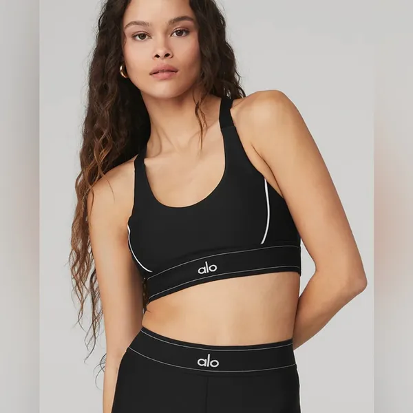 NWT Alo Yoga Airlift Suit Up Removable Pads, adjustable straps Black & White XS - Image 7