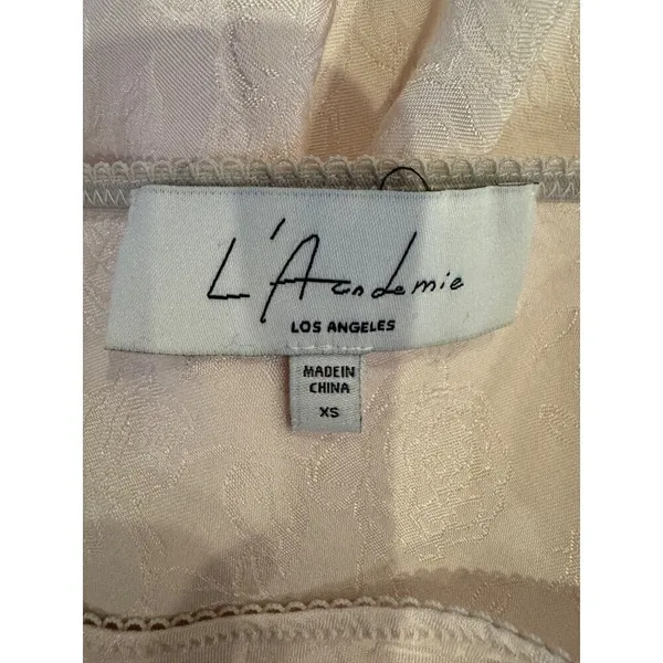 L'Academie Skirt Women XS Primrose Pink Satin‎ Floral The Elsa Button Mini Slip - Image 8