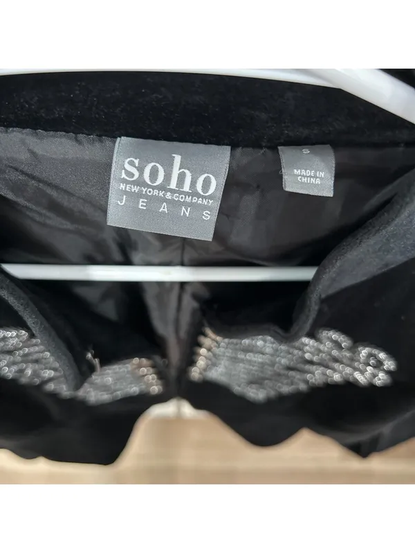 Soho Women's Retro Gothic Military Band Whimsigoth Glamgoth Velvet Jacket S - Image 3